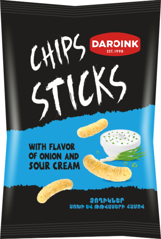 Sticks with onion and sour cream flavor taste