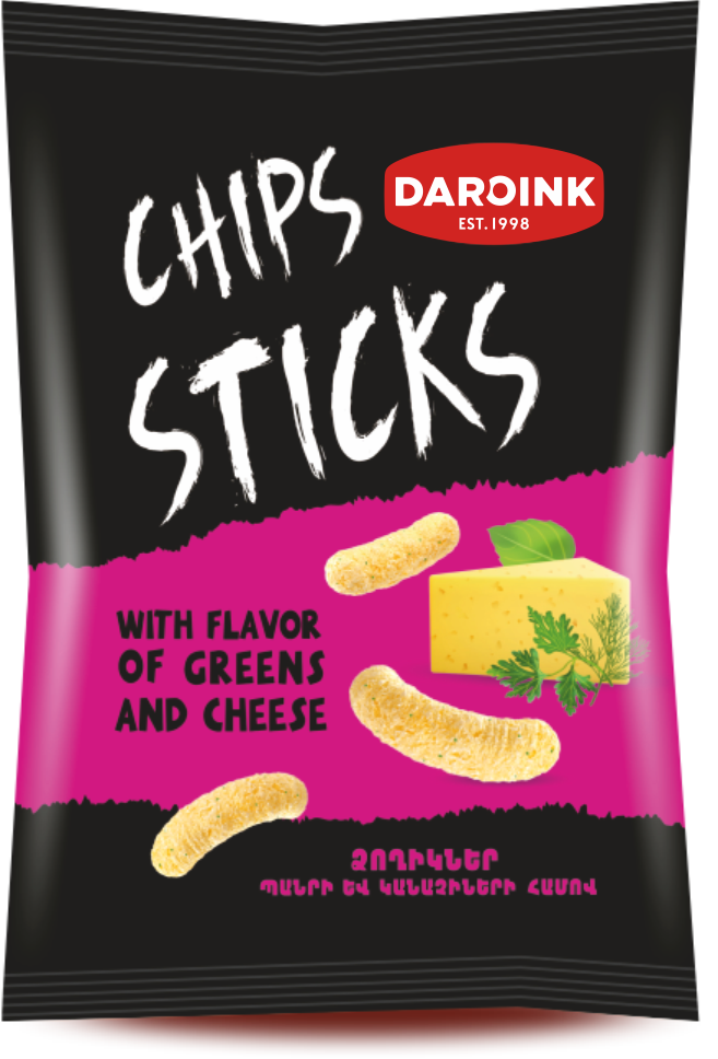 Sticks with cheese and greens flavor taste 