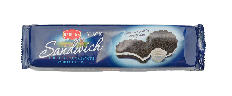 Black cookie "Sandwich" with vanilla filling