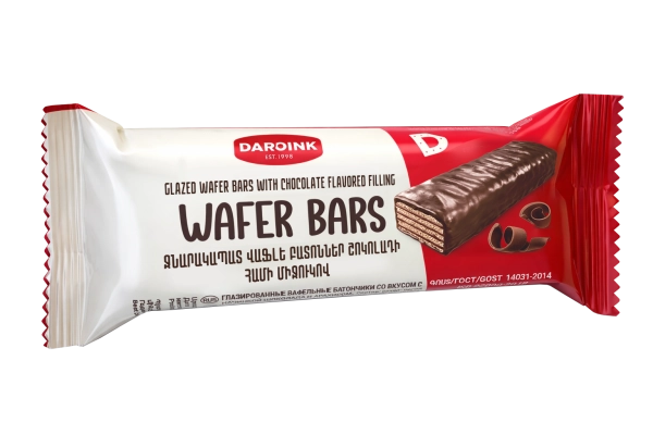 Глазированные вафельные батончики с шоколадной начинкой