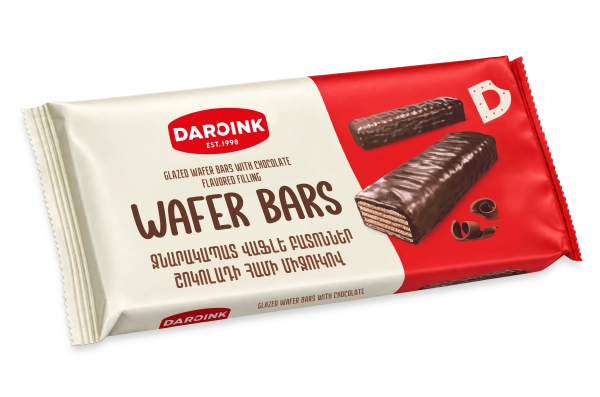 Glazed wafer bars with chocolate filling